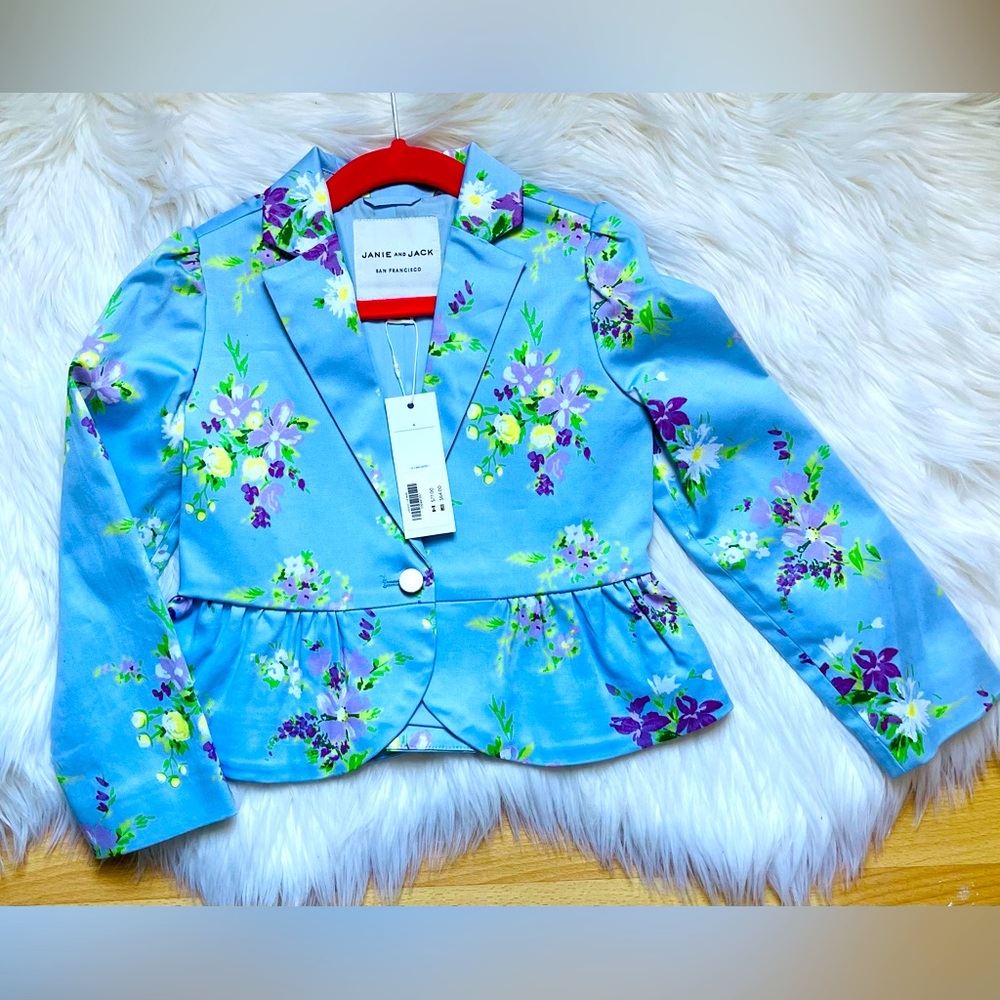 Used FLORAL PEPLUM BLAZER Janie and Jack 4T flowers 💐
